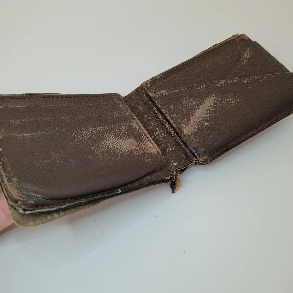 Louis Vuitton Damier Ebene Bifold Wallet Brown Canvas Made in France As-Is